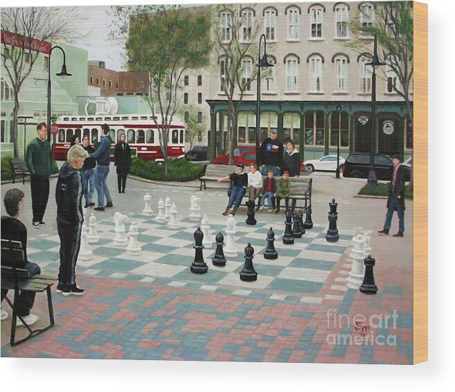 Galveston Wood Print featuring the painting Old Galveston Square by Jimmie Bartlett