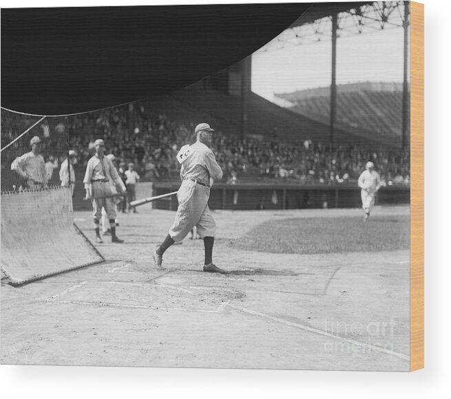 People Wood Print featuring the photograph Older Cy Young In Post-swing Position by Bettmann