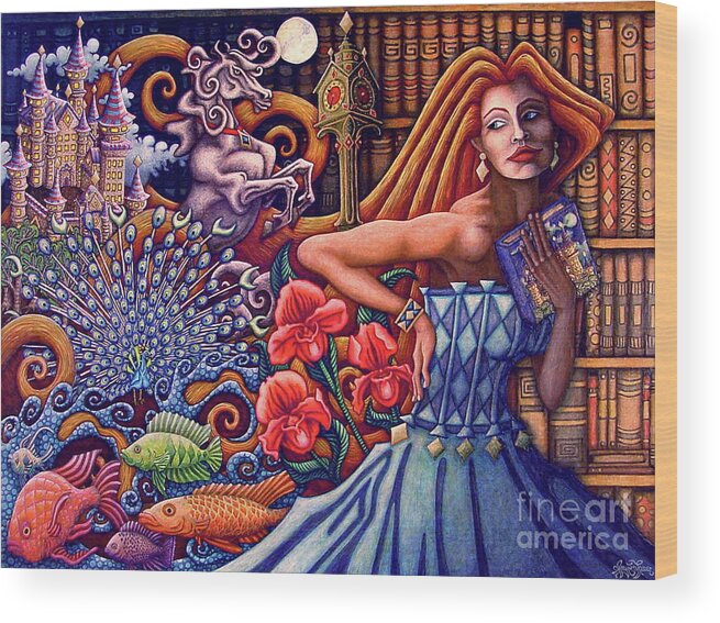 Tropical Fish Wood Print featuring the painting Once Upon A Dream... by Amy E Fraser