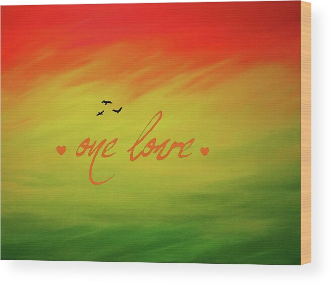 One Love Wood Print featuring the painting One Love by Cyryn Fyrcyd