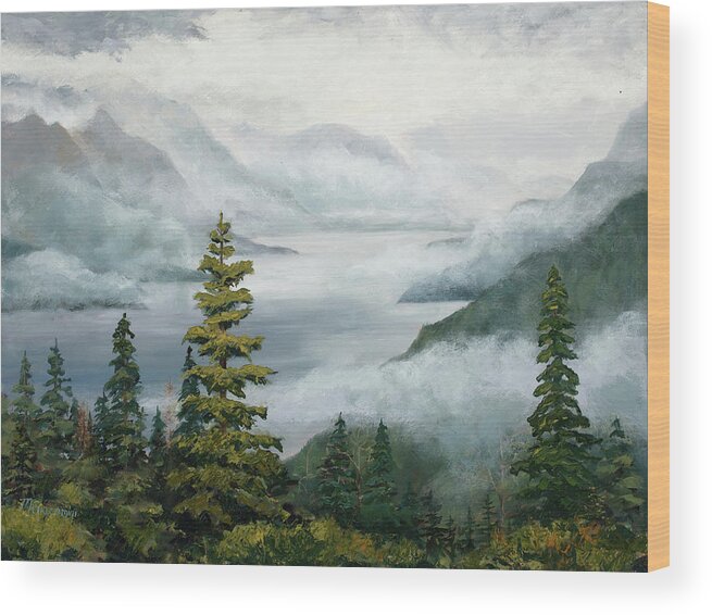 Oil Wood Print featuring the painting Out of the Mist by Mary Giacomini