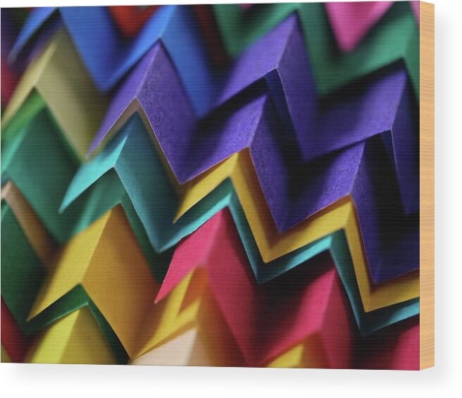 Zigzag Wood Print featuring the photograph Paper Zigzag Tiles by Photo Ephemera