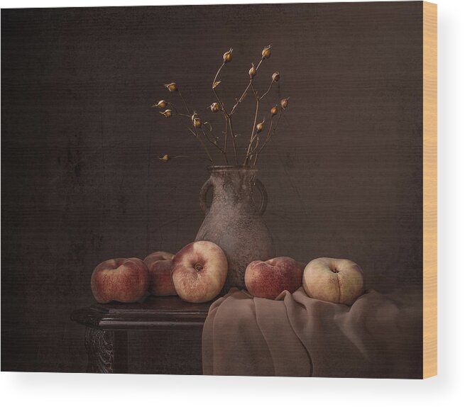Still Life Wood Print featuring the photograph Peach by Margareth Perfoncio