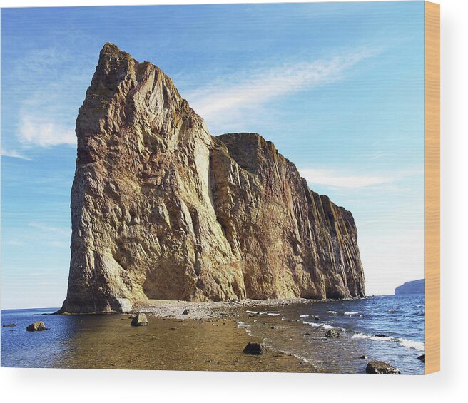Perce Rock Gaspe Peninsula Wood Print featuring the photograph Perce Rock Gaspe Peninsula by Clive Branson