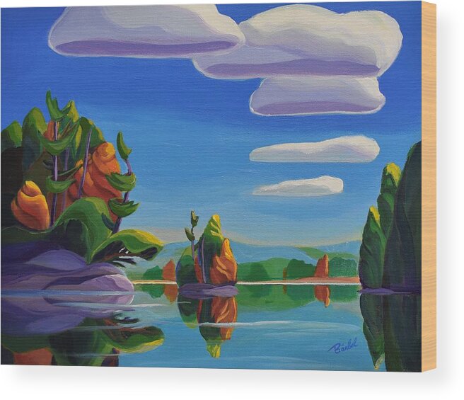 Painting Landscape Abstract Parks Camping Holiday Summer Perfect Wood Print featuring the painting Perfect Day by Barbel Smith