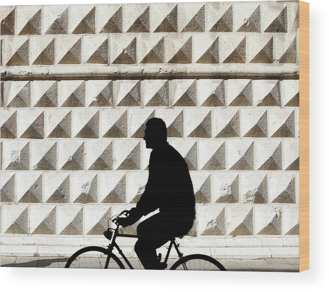 People Wood Print featuring the photograph Person Riding Bicycle by Massimo Merlini