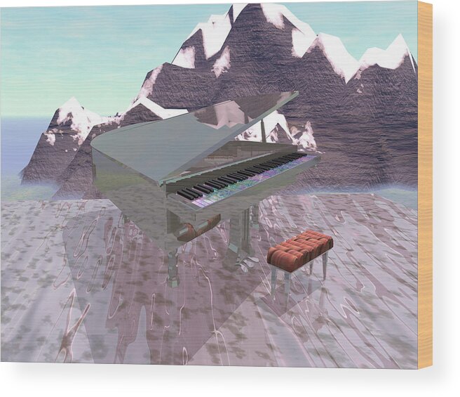 Piano Wood Print featuring the digital art Piano Scene by Bernie Sirelson