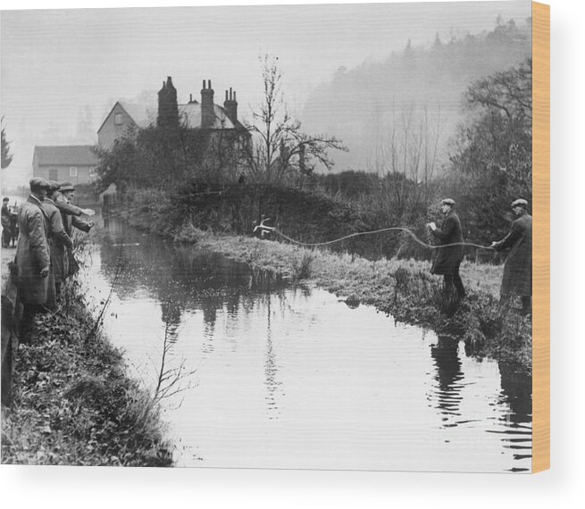 People Wood Print featuring the photograph Police Search Pond For Agatha Christies by Bettmann