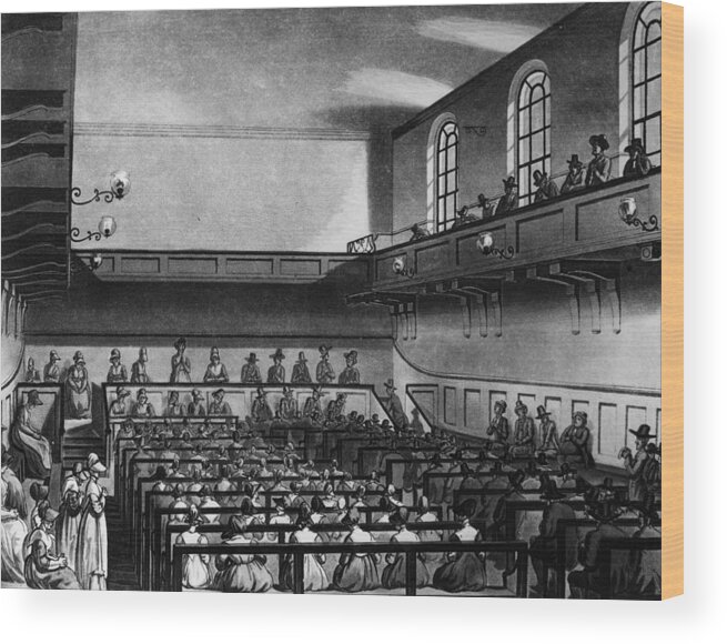 Crowd Wood Print featuring the digital art Quakers Meeting by Hulton Archive
