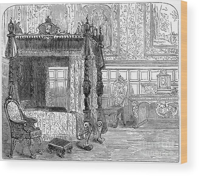 Engraving Wood Print featuring the drawing Queen Annes 1665-1714 Bedchamber, 18th by Print Collector