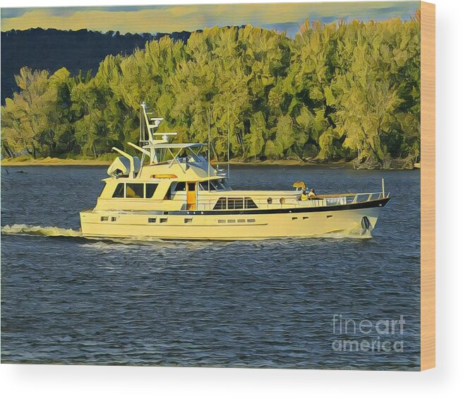 Mississippi River Wood Print featuring the painting River Cruiser by Marilyn Smith