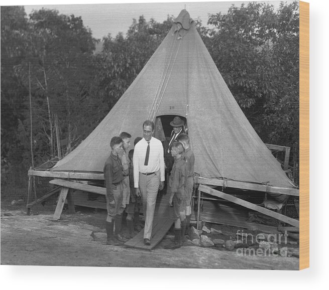 Camping Wood Print featuring the photograph Roosevelt At Boy Scout Camp by Bettmann