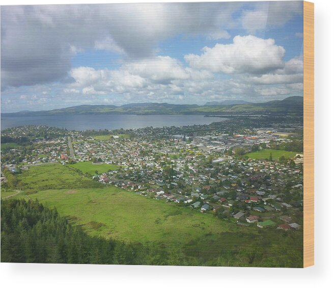 Tranquility Wood Print featuring the photograph Rotorua And Lake Rotorua by Matt Morelli