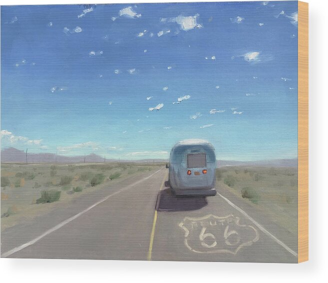 Route 66 Wood Print featuring the painting Route 66, Somewhere in California by Elizabeth Jose