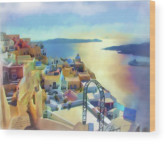 Mediterranean Wood Print featuring the painting Santorini Afternoon by Joel Smith