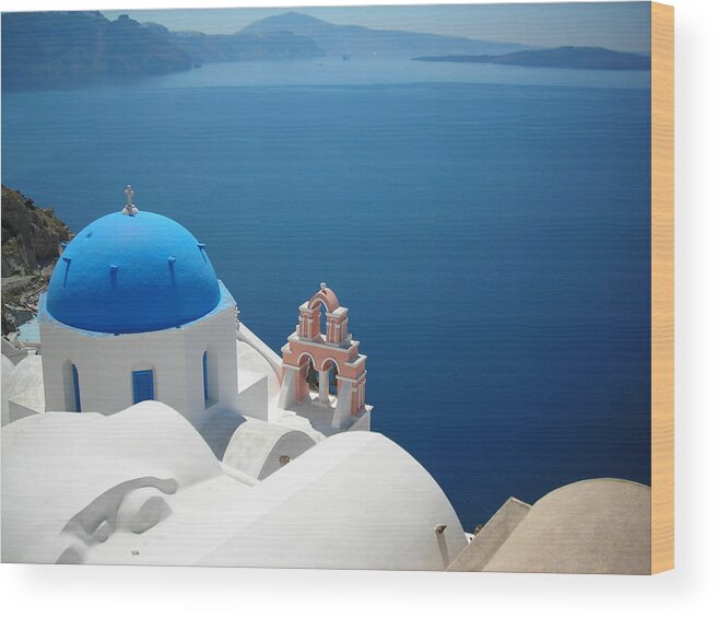 Greece Wood Print featuring the photograph Santorini Greece by Adagr