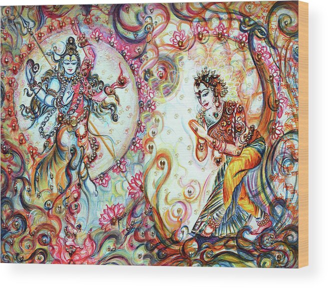 Shiv Wood Print featuring the painting Shiva Shakti - devotional Dance by Harsh Malik