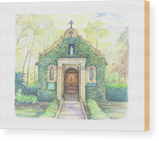 Shrine Wood Print featuring the drawing Shrine of Our Lady of La Leche by Scott Stafstrom