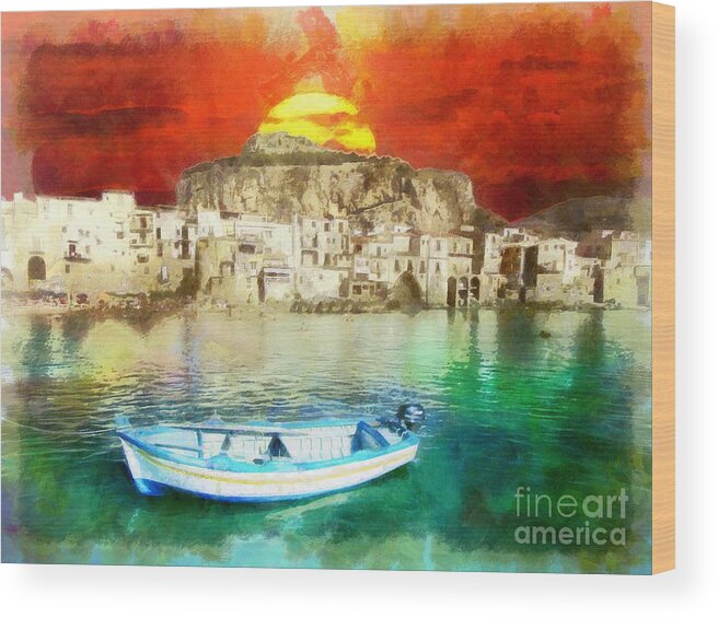 Italia Wood Print featuring the painting Sicily Sunset by Stefano Senise