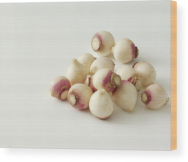 White Background Wood Print featuring the photograph Small Turnips On White Background by Chris Ted