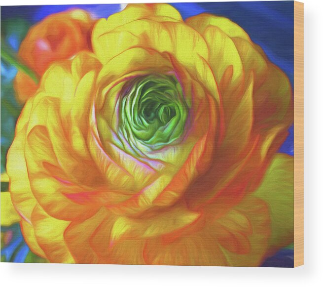 Flower Wood Print featuring the mixed media Soaking in Sunshine 7 by Lynda Lehmann
