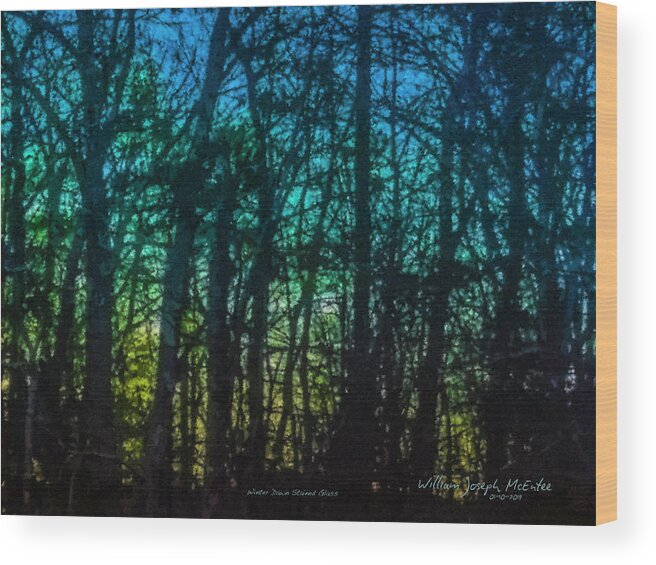 Dawn Wood Print featuring the painting Stained Glass Dawn by Bill McEntee