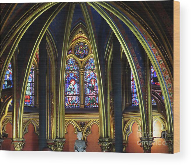 Ste-chapelle Wood Print featuring the photograph STE-Chapelle Interior of beautiful Historic Church by Steven Spak