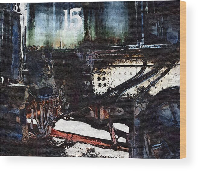 Steam Locomotive Wood Print featuring the mixed media Steam Locomotive by Christopher Reed