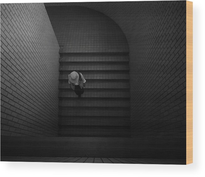 Street Wood Print featuring the photograph Steps To Underpass by Yasuhiro Takachi
