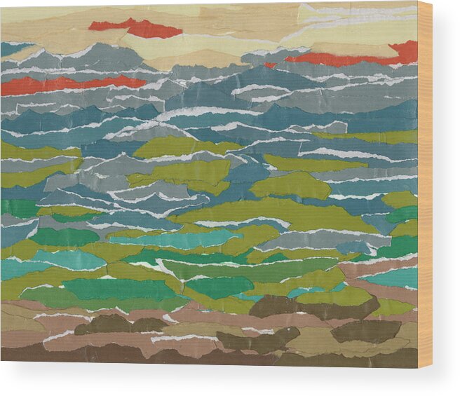 Landscapes & Seascapes Wood Print featuring the painting Stratified Landscape II by Regina Moore