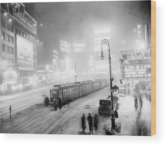 Thank You Wood Print featuring the photograph Streetcars Are Stuck At W. 45th St. In by New York Daily News Archive