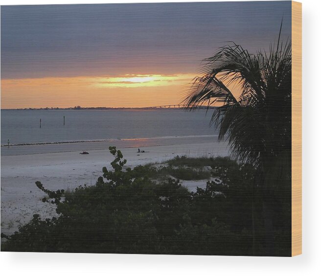 Beach Wood Print featuring the photograph Sunset at the Beach by Karen Stansberry