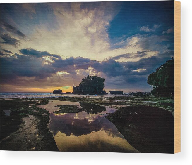 Sunset Wood Print featuring the photograph Sunset In Tanah Lot by Andre Christian Inigo