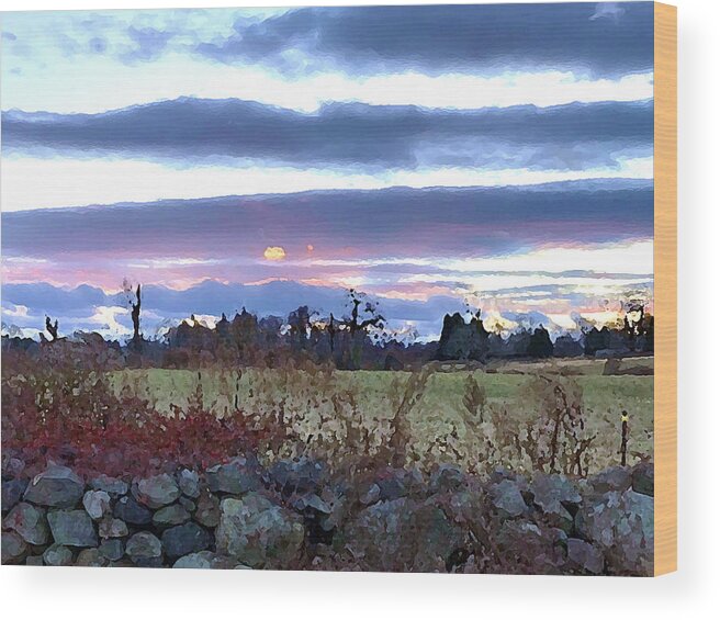 Sunset Wood Print featuring the photograph Sunset Over Sheep Pasture by Tom Johnson