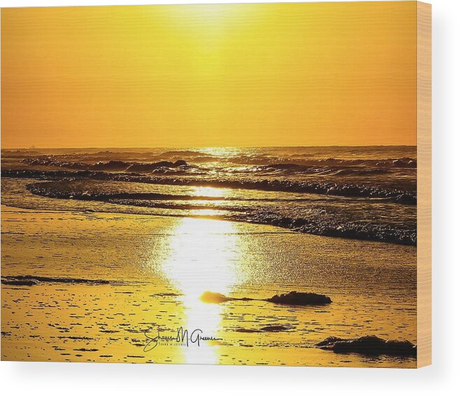 Sunrise Wood Print featuring the photograph Surf City Sunrise by Shawn M Greener