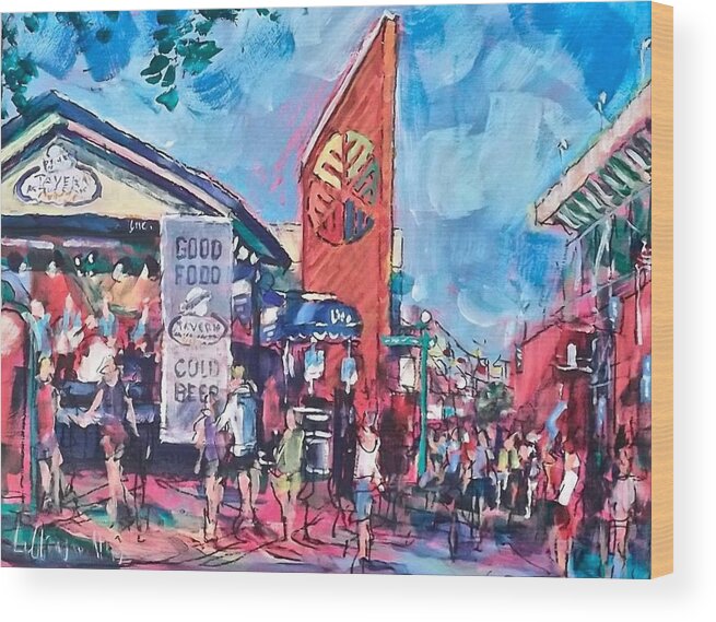 Painting Wood Print featuring the painting Tavern at the Park by Les Leffingwell