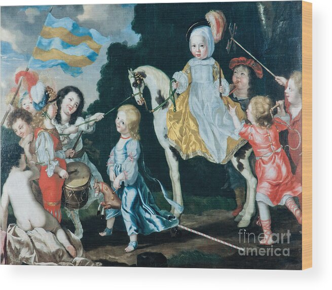 Allegory Wood Print featuring the painting The Children Of Carl Gustav Wrangel, 1651 by David Klocker Ehrenstrahl