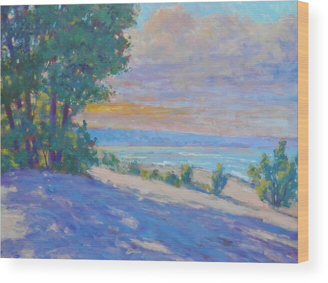 Beach Wood Print featuring the painting The Cool of Evening by Michael Camp
