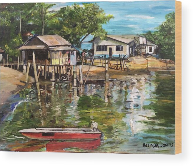 Ubin Wood Print featuring the painting The Last Village by Belinda Low