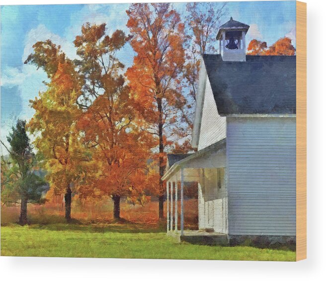 Port Oneida Wood Print featuring the digital art The Old Schoolhouse at Port Oneida by Digital Photographic Arts