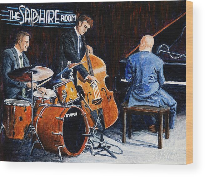 Music Wood Print featuring the painting The Sapphire Room by Bonnie Peacher