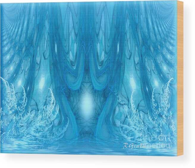 The Snow Queen's Castle Wood Print featuring the digital art The Snow Queen's Castle - fantasy art by Giada Rossi by Giada Rossi