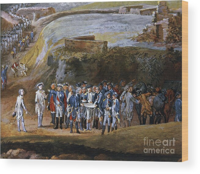 Gouache Wood Print featuring the photograph The Surrender Of Yorktown By Louis by Bettmann
