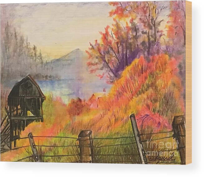 Landscape Wood Print featuring the painting Throwing Dreams by Laurel Adams