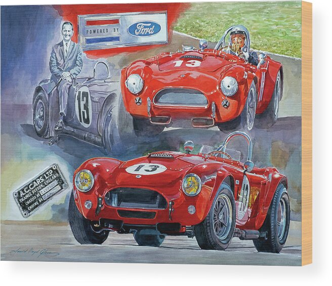 Ac Cobra Wood Print featuring the painting TOM PAYNE'S No 13 289 COBRA COMPETITION by David Lloyd Glover