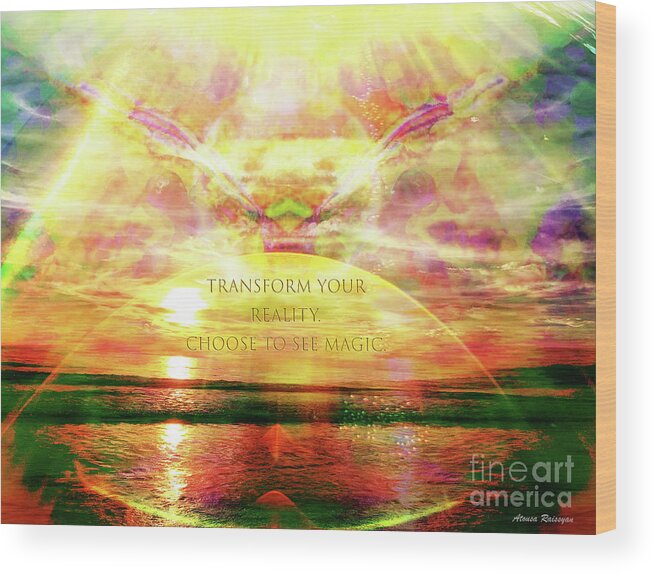 Spiritual Wood Print featuring the digital art Transform Your Reality by Atousa Raissyan