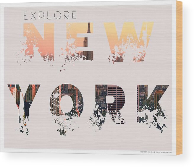 City Wood Print featuring the painting Travel New York Minimalist Travel Poster v3 by Celestial Images