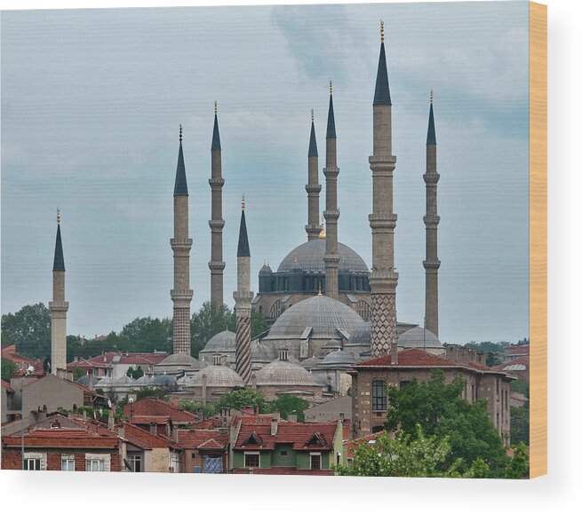 Mosque Wood Print featuring the photograph Uc Serefeli Mosque And Selimiye Mosque by Ayhan Altun