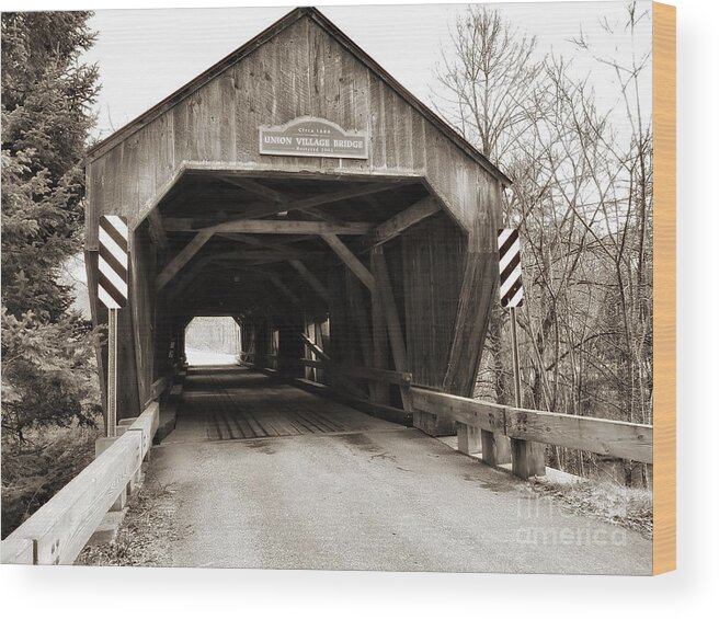 Covered Bridge Wood Print featuring the photograph Union Village Covered Bridge by Mary Capriole