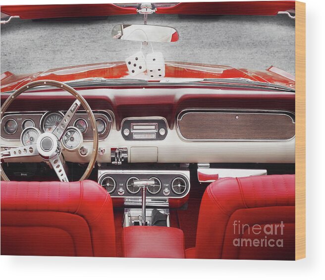 1965 Wood Print featuring the photograph US American classic car 1965 mustang convertible interior by Beate Gube